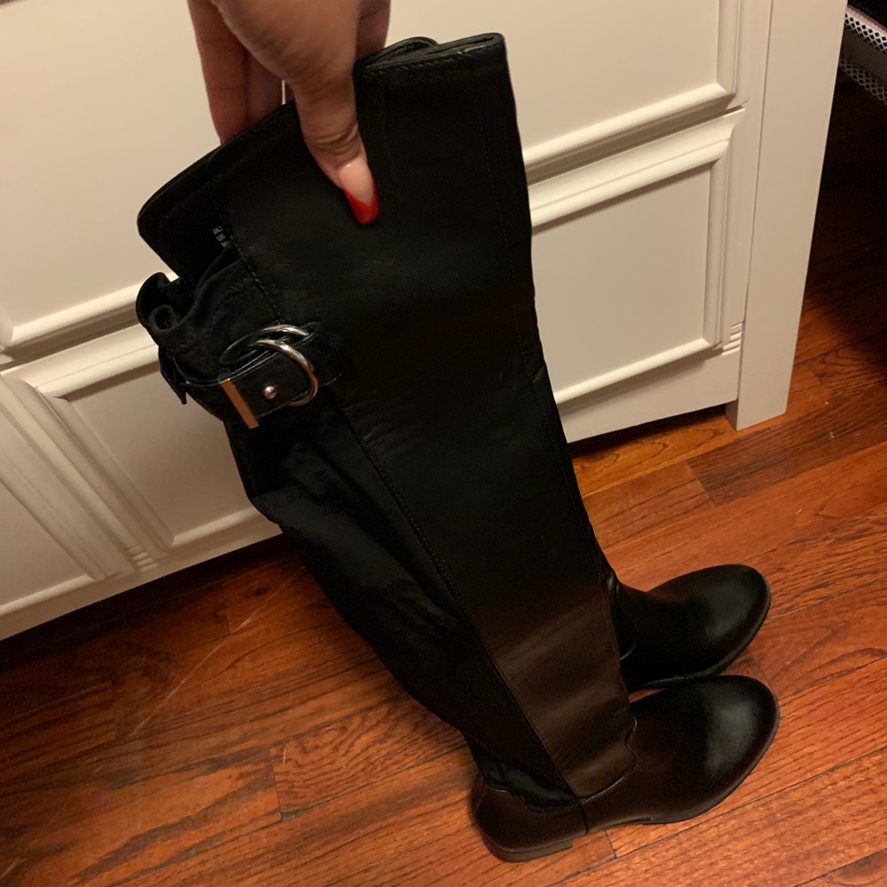 Long black leather boots